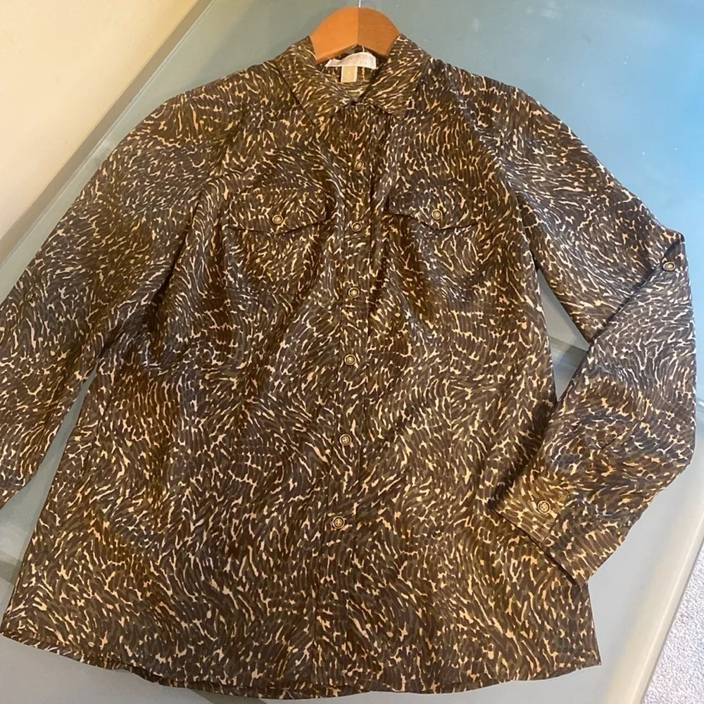 Michael Kors Animal Print Blouse Size 8